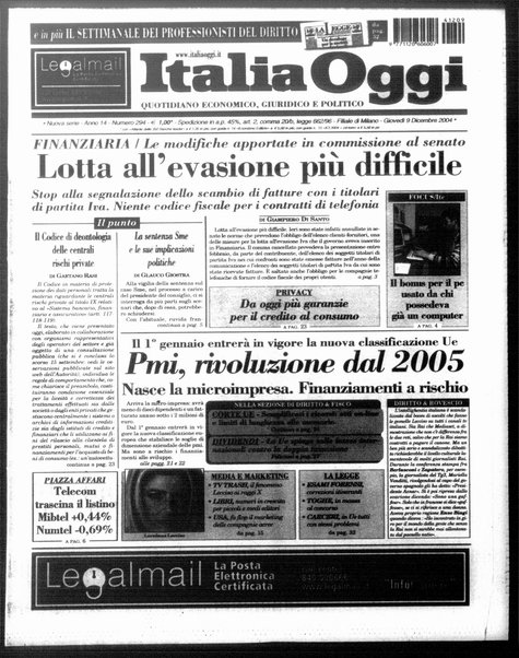 Italia oggi : quotidiano di economia finanza e politica